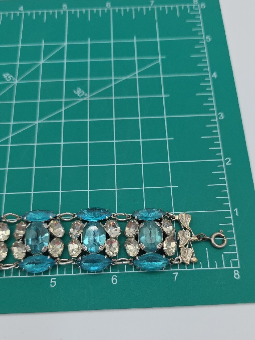 Vintage Blue And White Crystal Statement Bracelet - Picture 6 of 10